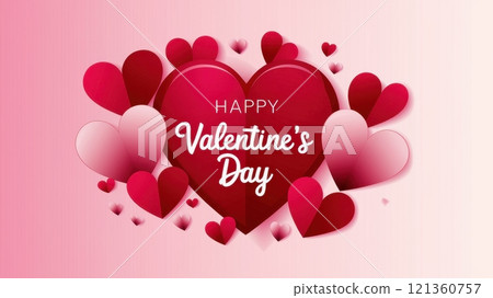 Vibrant Red Hearts on Pink Background for Valentine s Day 121360757