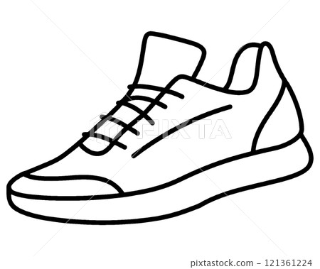 Simple hand-drawn line drawing illustration of sneakers, cut out on transparent background Simple hand-drawn line drawing illustration of sneakers, cut out on transparent background 121361224