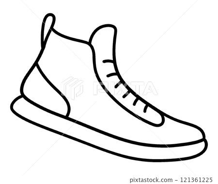 Simple hand-drawn line drawing illustration of sneakers, cut out on transparent background Simple hand-drawn line drawing illustration of sneakers, cut out on transparent background 121361225