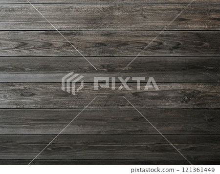 Background image of dark gray planks with wood grain arranged horizontally Background image of dark gray planks with wood grain arranged horizontally 121361449