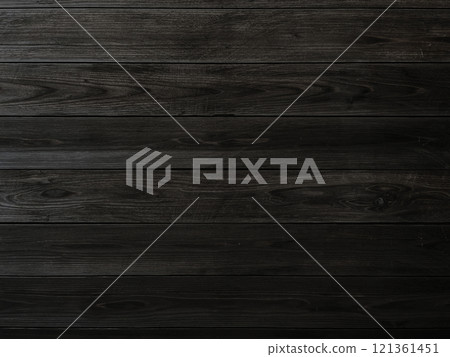 水平排列木紋的深灰棕色板的背景圖像 121361451