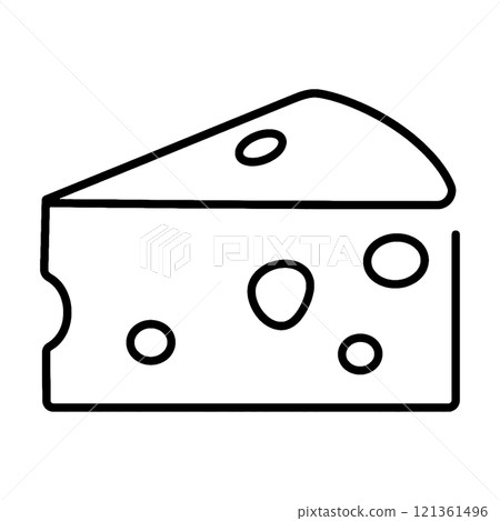 Simple hand-drawn line drawing illustration of cut cheese, cut out on transparent background Simple hand-drawn line drawing illustration of cut cheese, cut out on transparent background 121361496