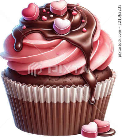 Exquisite Chocolate Cupcake with Heart Shaped for Valentine s Day Delight 121362235