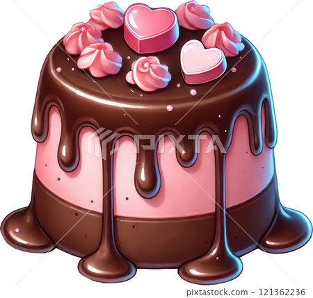 Decadent Chocolate Dessert with Heart Shaped Sprinkles and Dripping Glaze Decadent Chocolate Dessert with Heart Shaped Sprinkles and Dripping Glaze 121362236