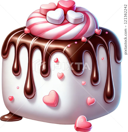 Decadent Chocolate Dessert Adorned with Hearts for a Romantic 121362242