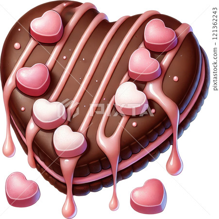 Luscious Chocolate Heart Dessert with Dripping Frosting and Pink Sprinkles for Valentine s Day 121362243