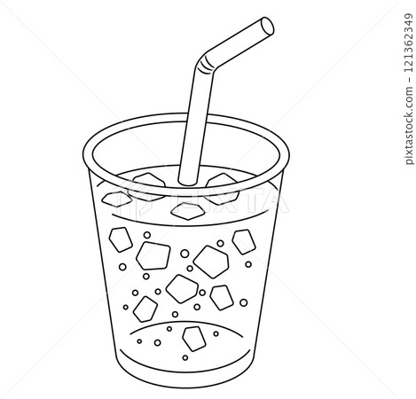 一杯冰涼飲的插圖,黑白 一杯冰涼飲的插圖,黑白 121362349