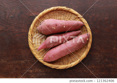 Sweet potatoes in a colander Sweet potatoes in a colander 121362406