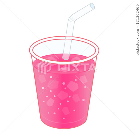 Illustration of strawberry soda in a plastic cup Illustration of strawberry soda in a plastic cup 121362469