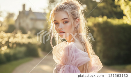 Beautiful woman, natural makeup face portrait, lifestyle idea 121363180