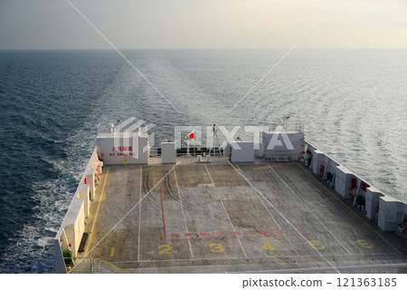 Vehicle deck of a ferry boat on the Seto Inland Sea route 121363185