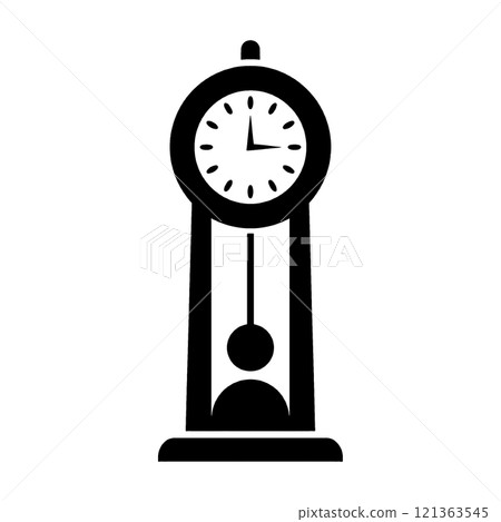 Black silhouette illustration of an antique clock, cut out on a transparent background 121363545
