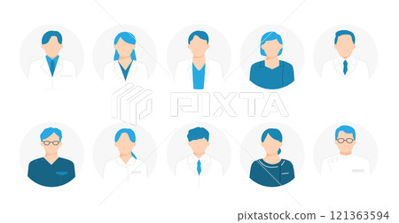 在醫療機構工作的人的圖示集_圓圈背景 121363594