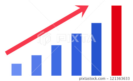 上升的長條圖和箭頭 121363633