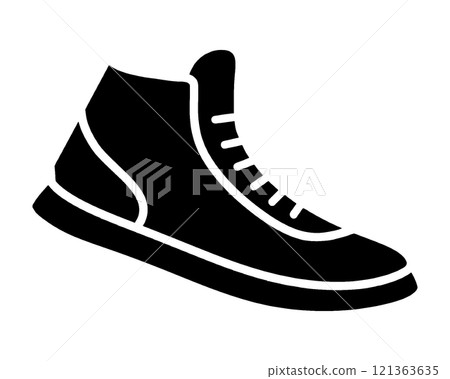Black silhouette illustration of sneakers, cut out on transparent background Black silhouette illustration of sneakers, cut out on transparent background 121363635
