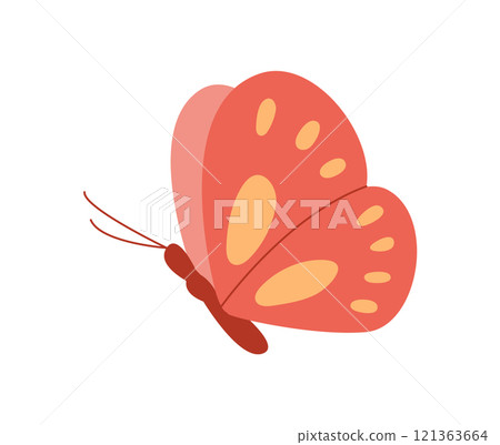 Butterfly symbolizing hope. Icon representing nature. This flat graphic illustrates beauty and tranquility, ideal for themes of optimism and transformation, perfect for various creative projects. 121363664