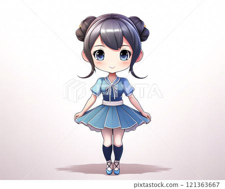 Chibi character ballerina girl image material jump 121363667