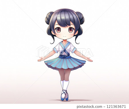 Chibi character ballerina girl image material jump 121363671