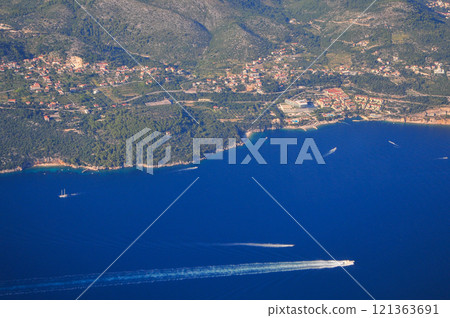 Beautiful scenery around Dubrovnik, Croatia seen from an airplane Beautiful scenery around Dubrovnik, Croatia seen from an airplane 121363691
