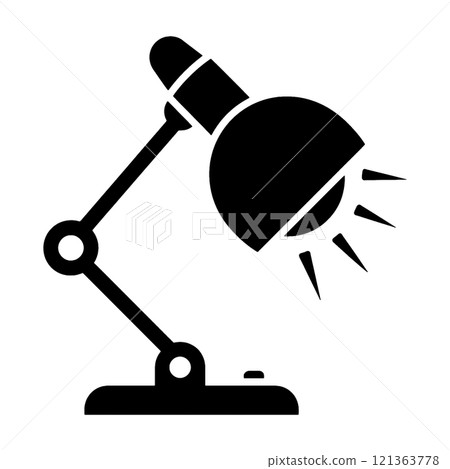 Black silhouette illustration of a desk lamp, cut out on transparent background 121363778