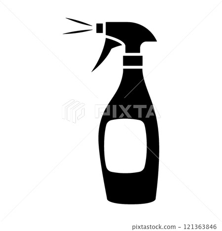 Black silhouette illustration of a bottled spray bottle, cut out on transparent background Black silhouette illustration of a bottled spray bottle, cut out on transparent background 121363846