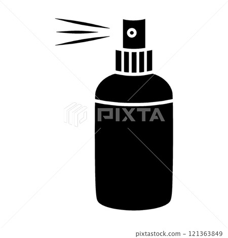 瓶裝噴霧器的黑色剪影圖，透明背景的切口 121363849