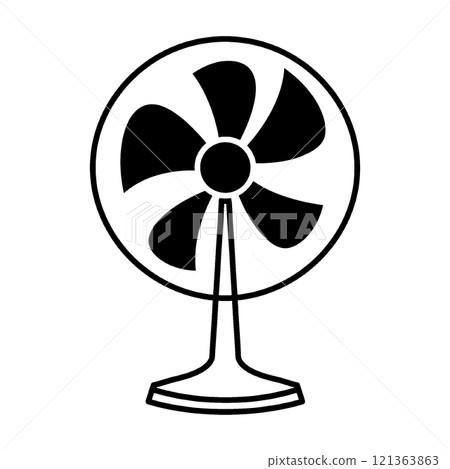 Black silhouette illustration of a retro electric fan, cut out on transparent background Black silhouette illustration of a retro electric fan, cut out on transparent background 121363863