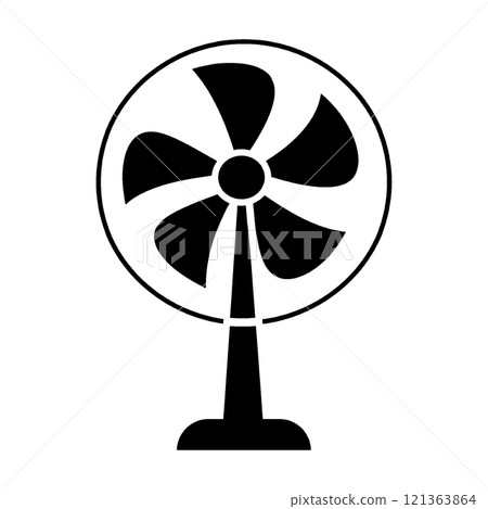 復古電風扇的黑色剪影圖，透明背景的切口 121363864