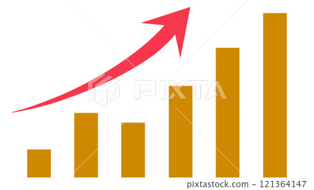 上升的長條圖和箭頭 121364147