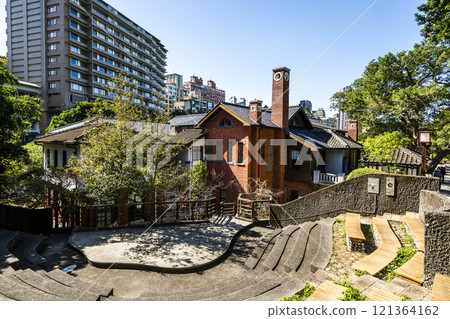 Building view of the Beitou Hot Spring Museum in Taipei, Taiwan, This museum is Located in the public hot spring bath built during the Japanese colonial era. Building view of the Beitou Hot Spring Museum in Taipei, Taiwan, This museum is Located in the public hot spring bath built during the Japanese colonial era. 121364162