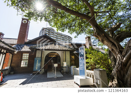 Building view of the Beitou Hot Spring Museum in Taipei, Taiwan, This museum is Located in the public hot spring bath built during the Japanese colonial era. Building view of the Beitou Hot Spring Museum in Taipei, Taiwan, This museum is Located in the public hot spring bath built during the Japanese colonial era. 121364163