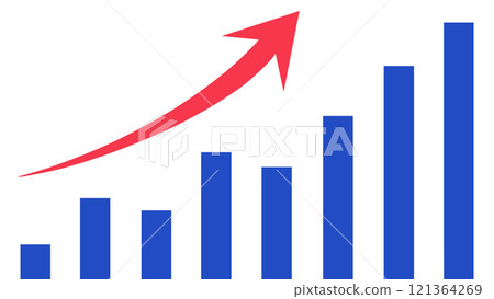上升的長條圖和箭頭 121364269