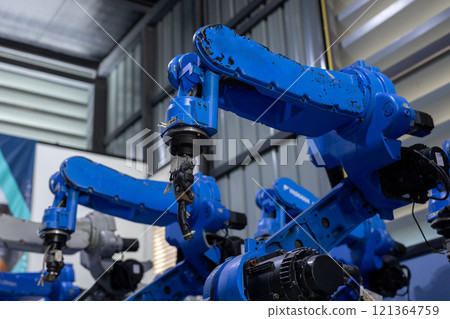 Robotic machine industry factory manufacturing automate. 121364759