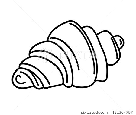 Simple hand-drawn line drawing illustration of a croissant, cut out on transparent background Simple hand-drawn line drawing illustration of a croissant, cut out on transparent background 121364797