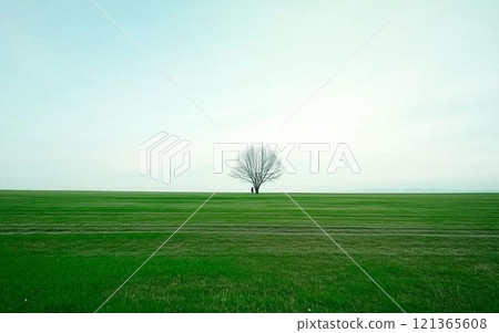 一棵樹矗立在青山上 121365608