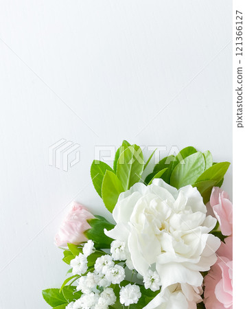 Pink floral. assorted pink flowers border on white 121366127