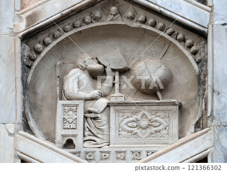 Gionitus. Inventor of Astronomy, (1334-1336). From the workshop of Andrea Pisano, Relief on Giotto Campanile of Cattedrale di Santa Maria del Fiore (Cathedral of Saint Mary of the Flower), Florence, 121366302