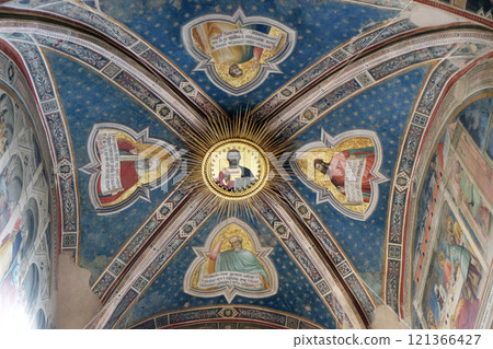 Prophets, frescoes by Giovanni da Milano in the Rinuccini Chapel, Basilica of Santa Croce (Basilica of the Holy Cross) in Florence, Italy 121366427