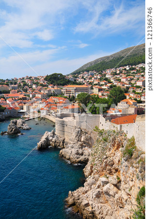 Beautiful view of Dubrovnik from the city walls 121366746