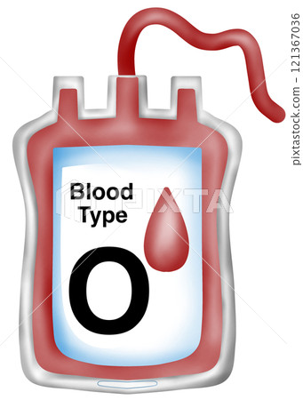 Blood bag of type O blood 121367036