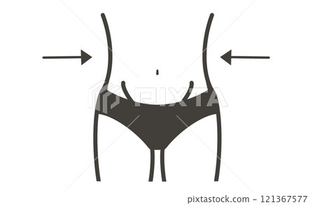 Diet icon with highlighted waistline, symbol of fitness and health Diet icon with highlighted waistline, symbol of fitness and health 121367577