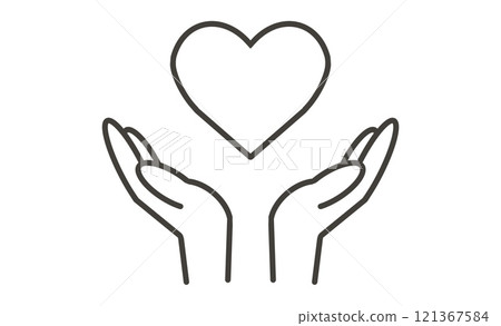 Heart icon in hands, symbol of love and support Heart icon in hands, symbol of love and support 121367584