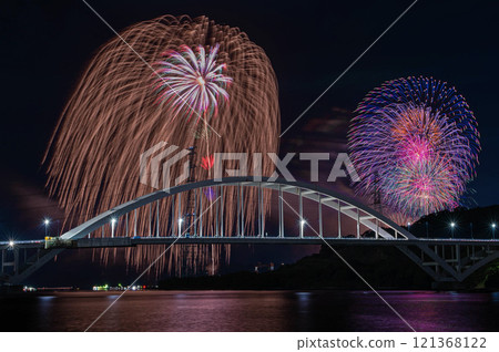 Imari Bay Fireworks over the Imari Bay Bridge 121368122
