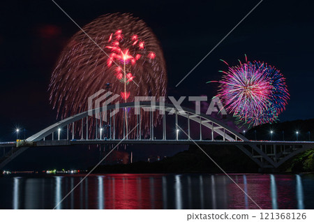 Imari Bay Fireworks over the Imari Bay Bridge 121368126