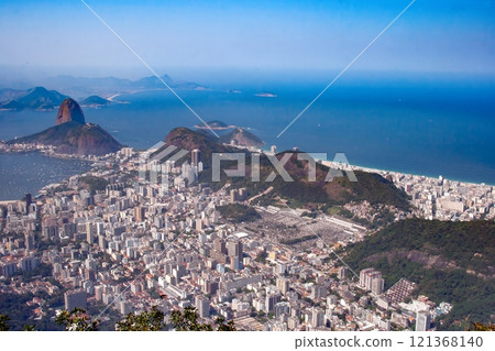 Stunning aerial view of Rio de Janeiro with Sugarloaf Mountain, Guanabara Bay, and cityscape Stunning aerial view of Rio de Janeiro with Sugarloaf Mountain, Guanabara Bay, and cityscape 121368140