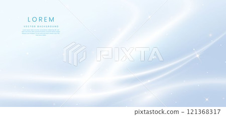 Abstract white wave lines on grey background. with lighting effect sparkle. 121368317