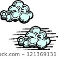 Simple hand drawn retro clouds 121369131