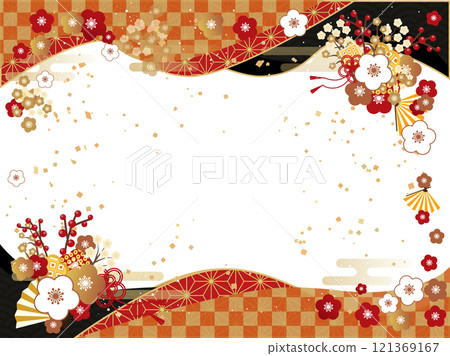 Japanese pattern background material 1: Flower arrangement 121369167