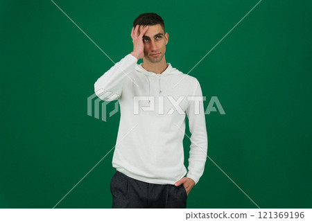 Young ukrainian man isolated on gray background Young ukrainian man isolated on gray background 121369196