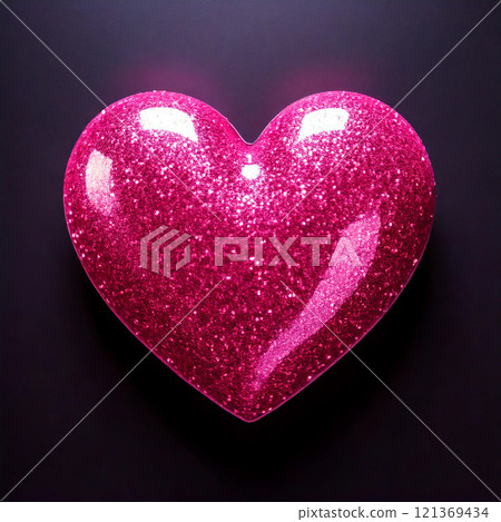 Shiny pink glitter heart 121369434